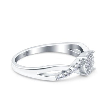 Infinity Wedding Band Ring Round Pave Simulated Cubic Zirconia 925 Sterling Silver (6mm)